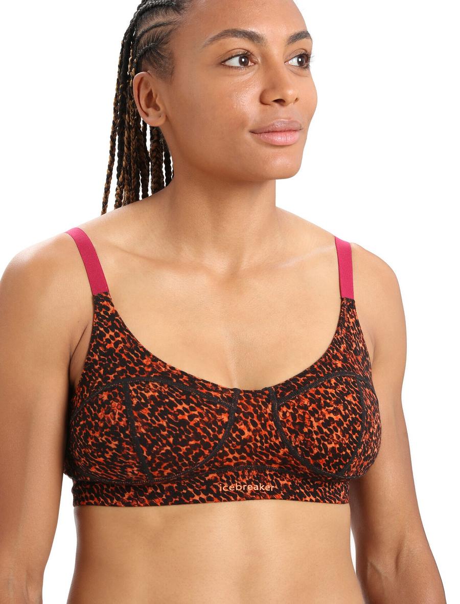 Black / Cherry Icebreaker Merino Queens Clasp Women's Bras | AU 1810DFMN